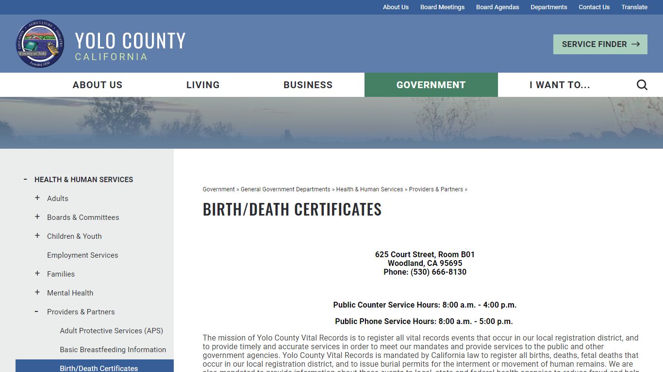 Birth/Death Certificates | Yolo County