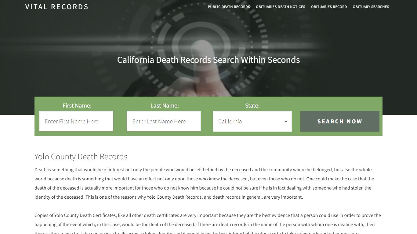 Yolo County Death Records